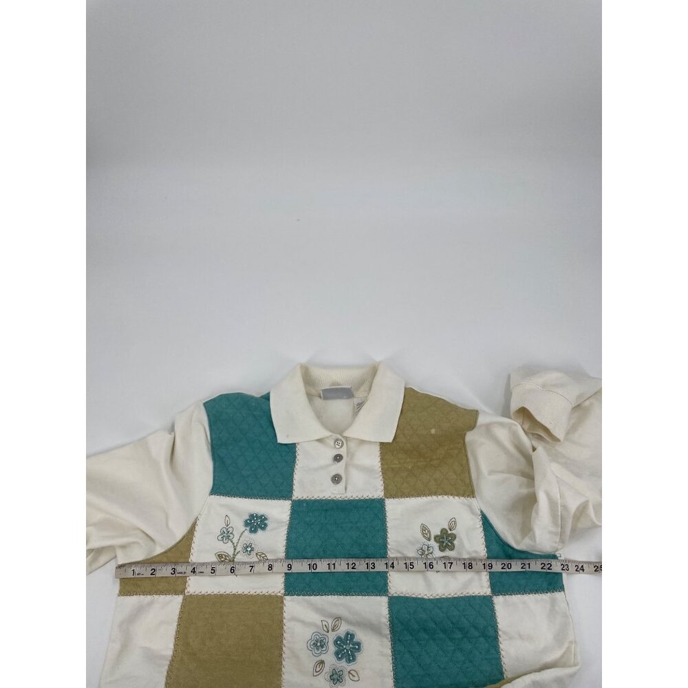 Alfred Dunner Womens Large Floral Patchwork Quilted Sweater Granny Cottage - Picture 7 of 8